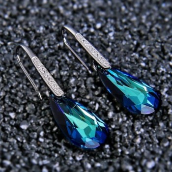 EleQueen Sterling Teardrop Earrings Swarovski in Women's Drop & Dangle Earrings