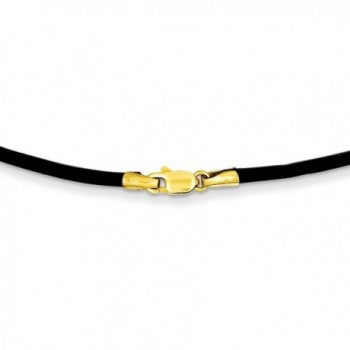 14K Gold 2mm 18in Black Leather Cord Necklace 18 Inches - CG11DJXL2BD