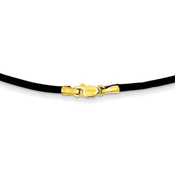14K Gold 2mm 18in Black Leather Cord Necklace 18 Inches - CG11DJXL2BD
