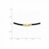 Gold Black Leather Necklace Inches