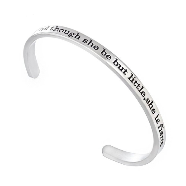 Stainless Steel Cuff Band And though she be but little-she is fierce Inspirational Bangle Bracelet - CF12OCPPQFP