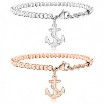 MOWOM Silver Gold Tone Stainless Steel Bracelet Wrist Link Heart - 08.2PCS：Anchor Nautical - CF188IEUT8I