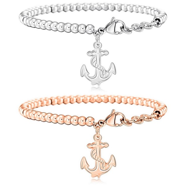 MOWOM Silver Gold Tone Stainless Steel Bracelet Wrist Link Heart - 08.2PCS：Anchor Nautical - CF188IEUT8I