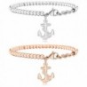 MOWOM Silver Gold Tone Stainless Steel Bracelet Wrist Link Heart - 08.2PCS：Anchor Nautical - CF188IEUT8I