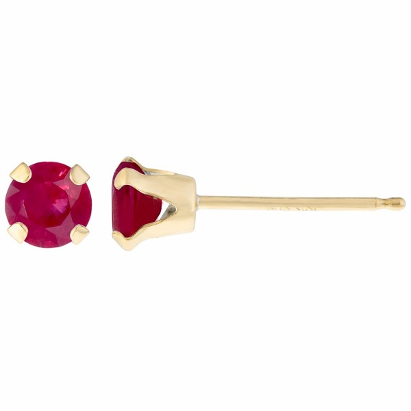 .60 cttw Round 4MM Simulated Red Ruby 10K Yellow Gold Stud Earrings ...