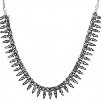 Prakash Jewellers silvertone sleek oxidised necklace for girls and women - C112KU285VP