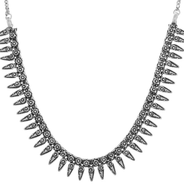 Prakash Jewellers silvertone sleek oxidised necklace for girls and women - C112KU285VP