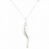 925 Italy Sterling Silver Large Italian Horn Pendant with an 18 Inch Link Nec.. - C111KSIFNF3