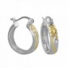 Sterling Silver with 14kt Yellow Gold Plated Accents 11/16 Inch Engraved Hoop Earrings - CR116GOYKPH