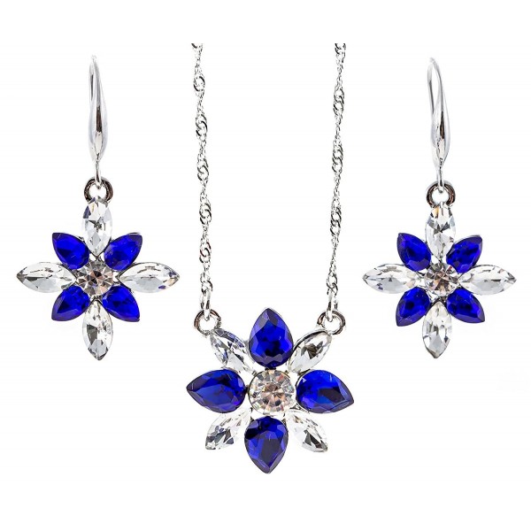 Necklace Crystal Snowflake Earrings Zirconia - Deep Blue - C511Z8DZR0J