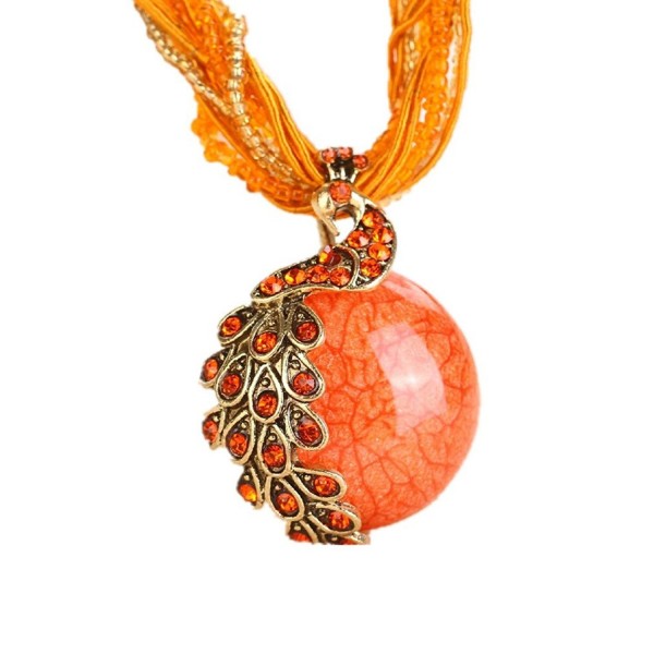 Vintage Bohemian Phoenix Necklace - Orange - C512N9KI9AS