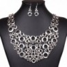 Winson Silver Plated Multi Circle Collar Necklace Calabash Dangle Earring Set - CG11LBQTIQ1