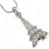 Gorgeous Silver Tone 3-D Crystal Eiffel Tower Paris France Theme Necklace for Girls- Teens- Women- Gift - CL11L0BA8QP