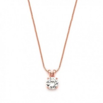 Mariell Luxurious 14K Rose Gold Plated 2 Carat Round-Cut Cubic Zirconia Necklace Pendant - "Look of Real" - CL12MNL89IF