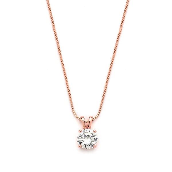 Mariell Luxurious 14K Rose Gold Plated 2 Carat Round-Cut Cubic Zirconia Necklace Pendant - "Look of Real" - CL12MNL89IF