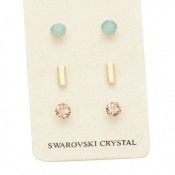 Rosemarie Collections Women's 3 Pairs Pretty 7mm Swarovski Crystal Stud Earrings - CT17YHQ3LHS