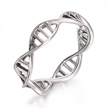 Yoursfs DNA Ring For Women Double Helix Screw Index Ring Science Chemistry Ring - White Gold - C71844238GH