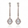 Cubic Zirconia Delicate Long Drop Earrings in Silver- Yellow Gold- Rose Gold - Rose Gold - C4186OT40RY