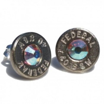 .40 S&W Bullet Earrings with Swarovski Opal Crystal. Brand New! - C511ZXBX4G5