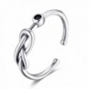 Candyfancy 925 Sterling Silver Love Bow Knot Ring Adjustable Open Ring For Women Girls - C9188ZHOC0Y