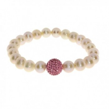Pearl Freshwater Dyed Pink Cultured Stretch Bracelet with 12mm Pink Crystal Ball - CZ12N1SZBHK