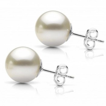 Sterling Silver White Simulated Earrings in Women's Stud Earrings