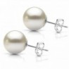 Sterling Silver White Simulated Earrings in Women's Stud Earrings