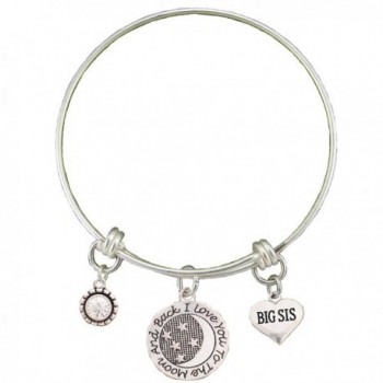 Big Sis Love You To The Moon Silver Wire Adjustable Bracelet Sister Jewelry Gift - CO12BC1L05L