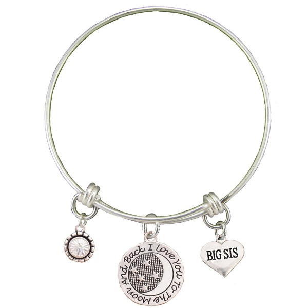 Big Sis Love You To The Moon Silver Wire Adjustable Bracelet Sister Jewelry Gift - CO12BC1L05L