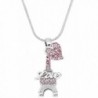 Small Crystal Eiffel Tower Paris France Lover Pendant Necklace with Heart Charm - Pink - C8116WFP88N
