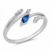 Marquise Blue Simulated Sapphire Open Bar Ring New .925 Sterling Silver Band Sizes 4-10 - CO182YLQAMT