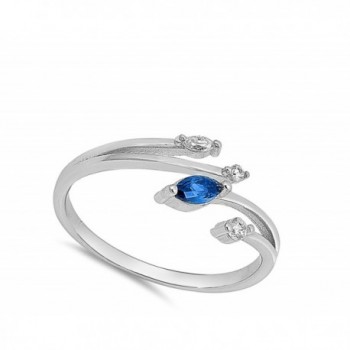 Marquise Simulated Sapphire Sterling Silver