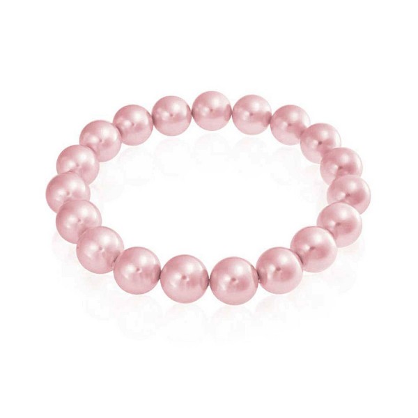 Bling Jewelry Rose Pink Round Bridal Simulated Pearl Stretch Bracelet 10mm - CV11EZX33L3