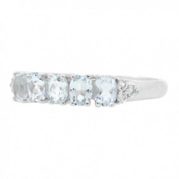 Sterling Silver Genuine Natural Aquamarine in Women's Band Rings