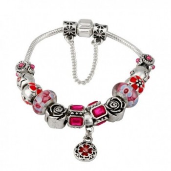 ARINLA Elegant Flowers Beads Braclet Bangle Gift Jewelry - Red - CM187WL56XX
