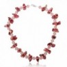Red Twist Cultured Freshwater Pearl and Crystal Necklace 18" With Lobster Clasp - C6117IN0GTJ