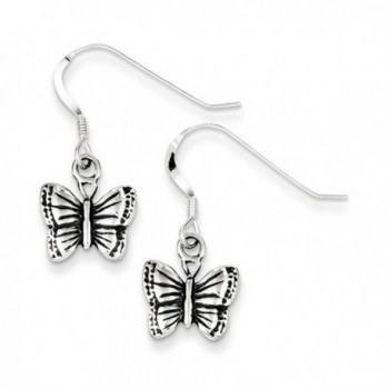 10mm Antiqued Butterfly Dangle Earrings in Sterling Silver - CR11NS3ZDDH