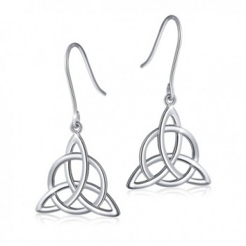 925 Sterling Silver Good Luck Irish Celtic Knot Triangle Vintage Dangle Earrings - CT1840THOSW