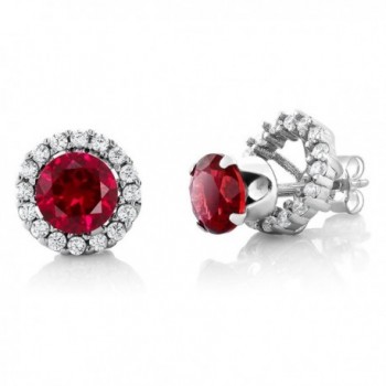 2.00 Ct Round 6mm Red Created Ruby 925 Silver Removable Jacket Stud Earrings - CY11IX8M2BX