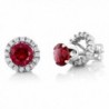 2.00 Ct Round 6mm Red Created Ruby 925 Silver Removable Jacket Stud Earrings - CY11IX8M2BX