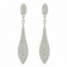 EVER FAITH Women's Austrian Crystal Double Waterdrop Pierced Dangle Earrings - Clear Silver-Tone - CM11W0JRZL3