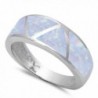 Sterling Silver Lab Created White Opal Fashion Band Ring Sizes 5-10 - CX183CMEX9E