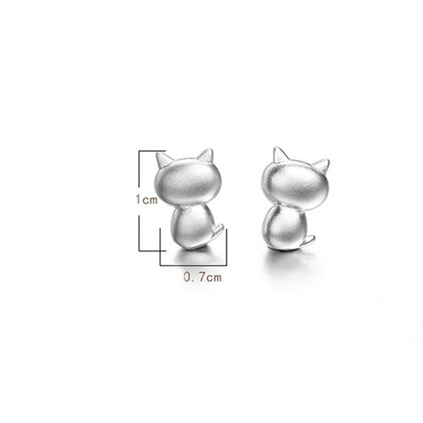 Sterling Silver Cat Stud Earrings - CJ12DGK1V7D