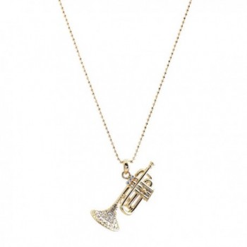 chelseachicNYC Crystal Dainty Jazz Trumpet Necklace - CW12EBWFFLD