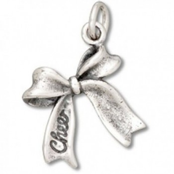 Sterling Silver 3D CHEER Ribbon Bow Sports Word Charm - CF11GR8P6PF