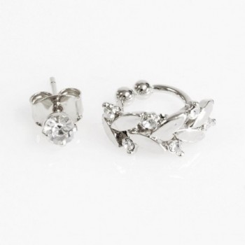 Silver Carved Crystal Piercing Earring in Women's Cuffs & Wraps Earrings