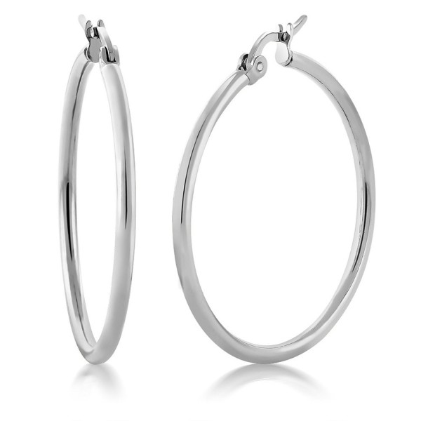 1.25 Inch Stunning Stainless Steel Hoop Earrings (30mm Diameter) - CM11G4NKSGP