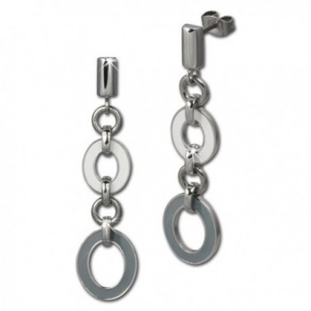 Amello stainless steel Drop Post earring- oval white and grey enameled- original Amello ESOG01K - C111EZ8CZET