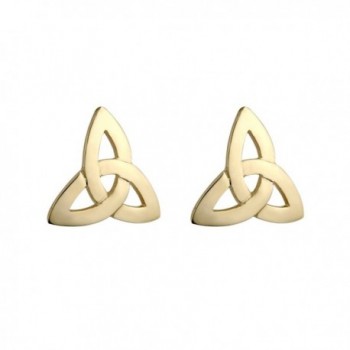 Trinity Knot Earrings Gold Plated Studs Irish Made - C9116D5G0HF