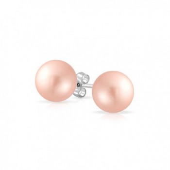 Bling Jewelry Pink Simulated Pearl Ball Studs Sterling Silver Earrings Size 8mm - C2114KK5W1F